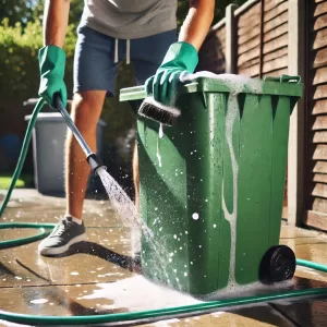 Person washing their bin